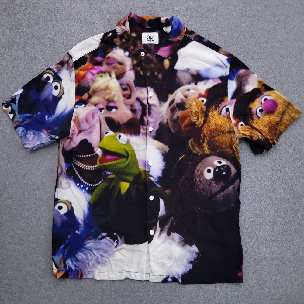 Disney Parks Shirt Mens M The Muppets All Over Print Camp Button Up AOP